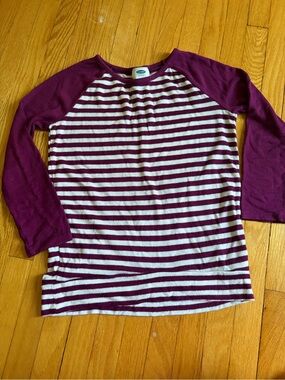 Old Navy Girls Purple and White Striped Raglan Long-Sleeve Top